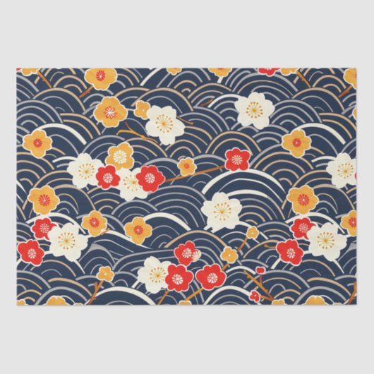 エレガントさくらんぼの花の継ぎ目のないパターン(12) 薄葉紙 (正面)