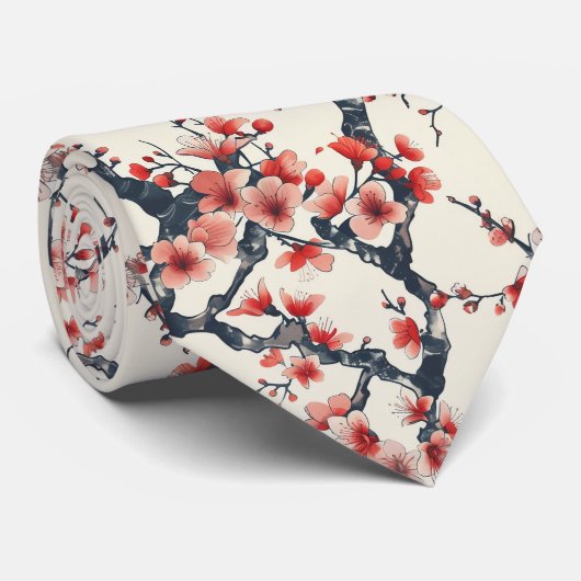 エレガントさくらんぼの花の継ぎ目のないパターン(14) ネクタイ (ロール)