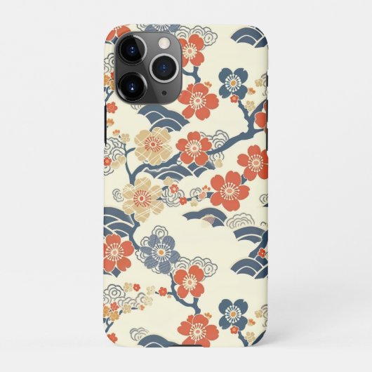 エレガントさくらんぼの花の継ぎ目のないパターン(14) iPhoneケース (裏面)