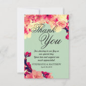 エレガントさくらんぼの花オン素朴ティール(緑がかった色) サンキューカード (正面)