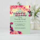 エレガントさくらんぼの花オン素朴ティール（緑がかった色） 招待状 (スタンド正面)