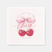 エレガントさくらんぼオントップブライダルシャワー スタンダードカクテルナプキン (正面)