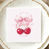 エレガントさくらんぼオントップブライダルシャワー スタンダードカクテルナプキン