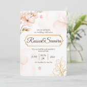 エレガントさくらんぼブルソム水の色結婚の 招待状 (スタンド正面)