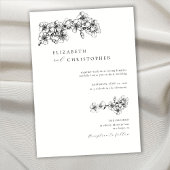 エレガントさくらんぼブロッサムスケッチ植物性BW結婚の 招待状