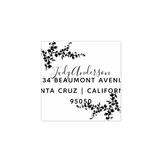 エレガントさくらんぼブロッサムタイポグラフィ差出人住所 ラバースタンプ (インプリント)