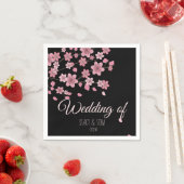 エレガントさくらんぼブロッサムツリー花びらブラック結婚ズ スタンダードカクテルナプキン (インサイチュ)