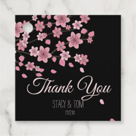 エレガントさくらんぼブロッサムツリー花びらブラック結婚ズ フェイバータグ