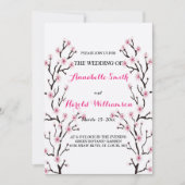 エレガントさくらんぼブロッサムピンクフローラ結婚ズ 招待状 (正面)