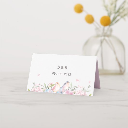 エレガントさくらんぼブロッサム桜結婚ズ プレイスカード (裏面)