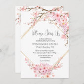 エレガントさくらんぼブロッサムQRコー結婚ド エンクロージャーカード (正面/裏面)