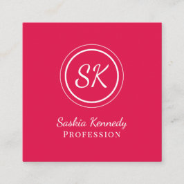 エレガントさくらんぼレッドスクリプトプロフェッショナルモノグラム スクエア名刺