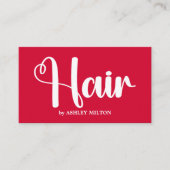 エレガントさくらんぼレッドホワイトはっきりしたヘアサロン 名刺 (正面)