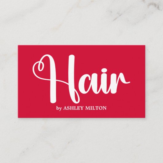 エレガントさくらんぼレッドホワイトはっきりしたヘアサロン 名刺 (正面)