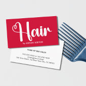 エレガントさくらんぼレッドホワイトはっきりしたヘアサロン 名刺