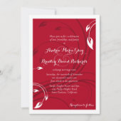 エレガントさくらんぼレッドホワイト抽象芸術結婚フローラ 招待状 (正面)