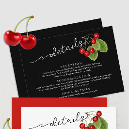 エレガントさくらんぼ白黒レッド結婚詳細 エンクロージャーカード