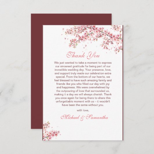 エレガントさくらんぼ結婚の サンキューカード (正面/裏面)