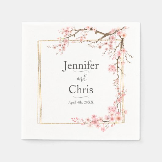 エレガントさくらんぼ結婚の スタンダードカクテルナプキン (正面)