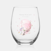 エレガントさくらんぼ結婚の ステムなしワイングラス (正面)