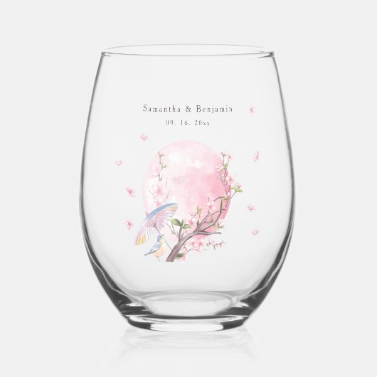 エレガントさくらんぼ結婚の ステムなしワイングラス (正面)