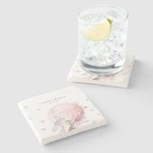 エレガントさくらんぼ結婚の ストーンコースター (横)