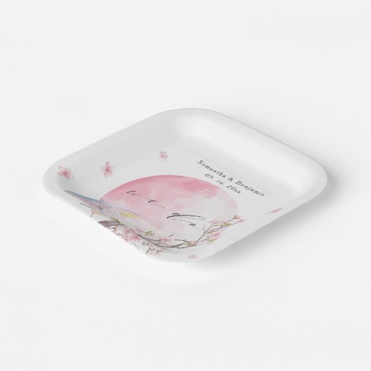 エレガントさくらんぼ結婚の ペーパープレート (傾斜あり)