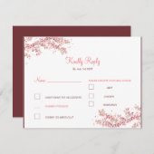 エレガントさくらんぼ結婚の 出欠カード (正面/裏面)