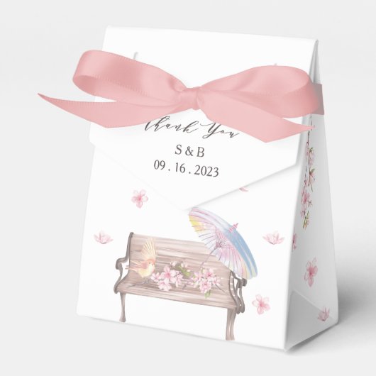 エレガントさくらんぼ結婚式の引き出物箱 フェイバーボックス (正面サイド)