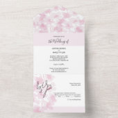 エレガントさくらんぼ花水彩手絵を描 オールインワン招待状 (内側)