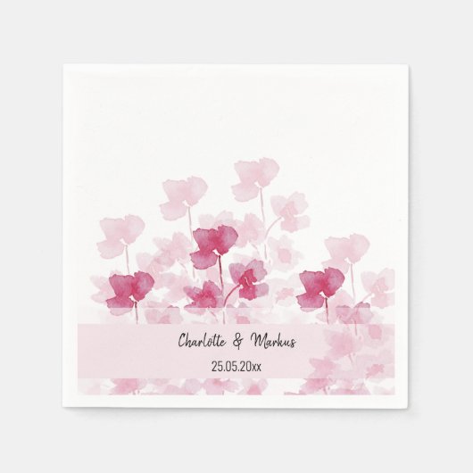 エレガントさくらんぼ花水彩手絵を描 スタンダードカクテルナプキン (正面)