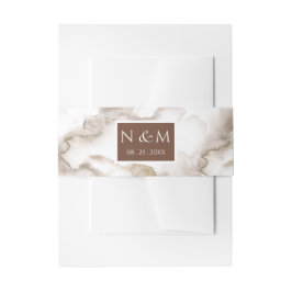 エレガントさびモノグラムの水結婚色 招待状ベリーバンド