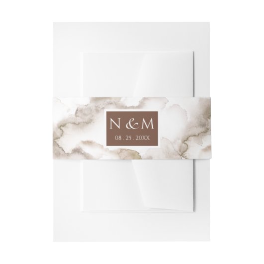 エレガントさびモノグラムの水結婚色 招待状ベリーバンド (正面例)