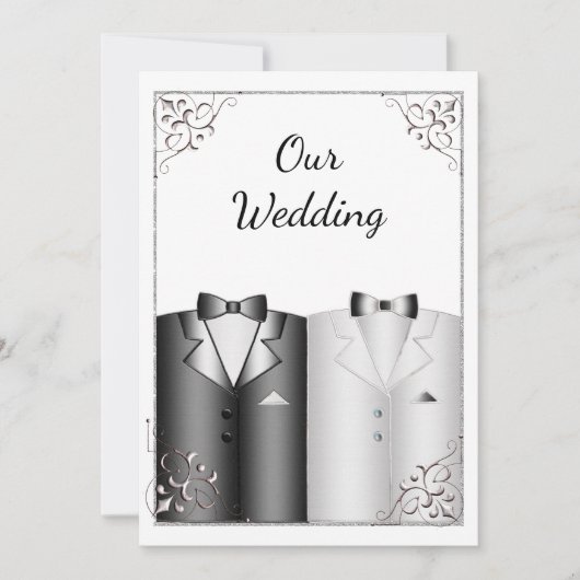 エレガントしかしシンプルゲイ結婚式招待状 招待状 (正面)