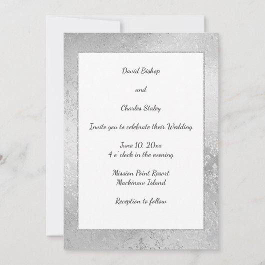 エレガントしかしシンプルゲイ結婚式招待状 招待状 (裏面)