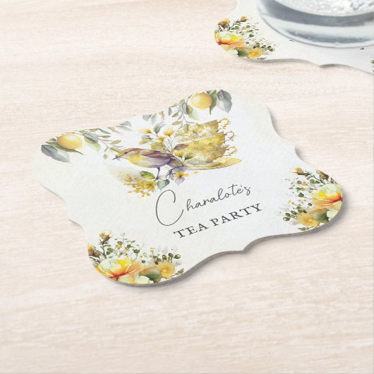 エレガントすべての行事ティーヴィンテージパーティーレモン ペーパーコースター (アングル)