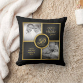 "エレガントそしてそして今"黒および金ゴールド第50の結婚式 クッション (ブランケット)