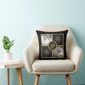 "エレガントそしてそして今"黒および金ゴールド第50の結婚式 クッション (椅子)