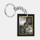 「エレガントその時と今」ブラックと金ゴールド50年代結婚 キーホルダー (正面左)