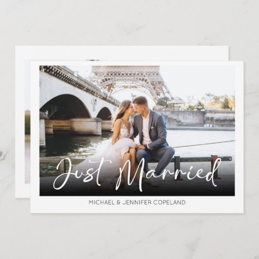 エレガントたった今結婚しましたの写結婚真 案内状 (正面/裏面)