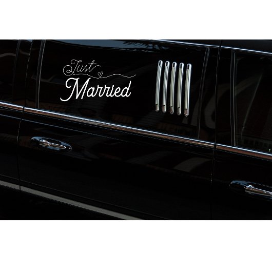 エレガントたった今結婚しましたハートホワイトスクリプト ウィンドウサイン