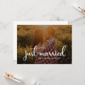 エレガントたった今結婚しました写結婚真の発表 カード (正面/裏面インサイチュ)