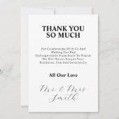 エレガントたった今結婚しました白黒結婚写真 サンキューカード (正面)