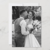 エレガントたった今結婚しました白黒結婚写真 サンキューカード (裏面)