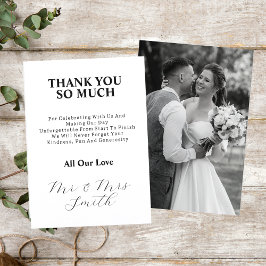 エレガントたった今結婚しました白黒結婚写真 サンキューカード