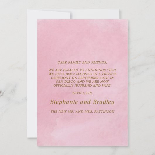 エレガントたった今結婚しました結婚の写真の発表 招待状 (裏面)