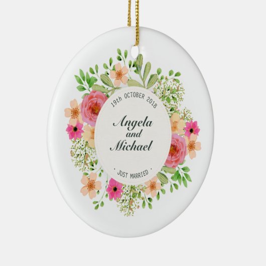 エレガントたった今結婚しました結婚フローラ |オーナメント セラミックオーナメント (右)