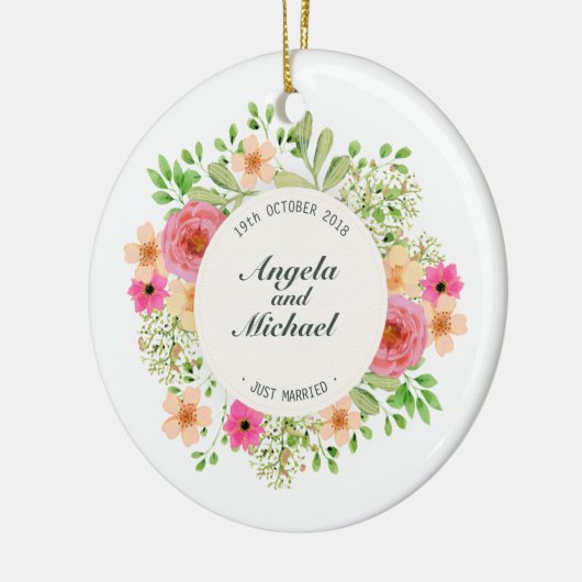 エレガントたった今結婚しました結婚フローラ |オーナメント セラミックオーナメント (左)
