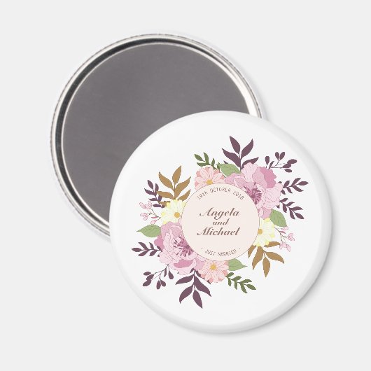 エレガントたった今結婚しました結婚フローラ |マグネット マグネット (正面/裏面)