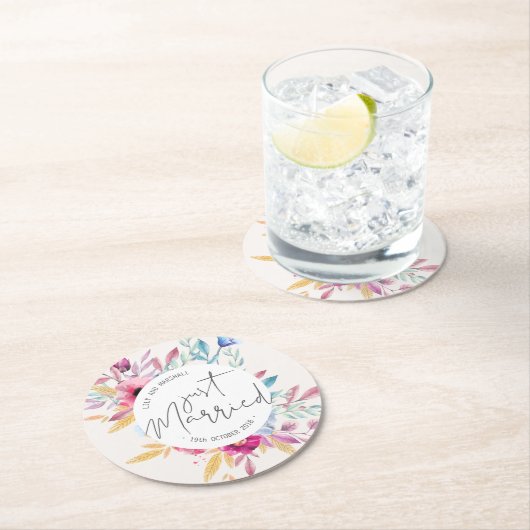 エレガントたった今結婚しました結婚 |紙コースター ラウンドペーパーコースター (インサイチュ)